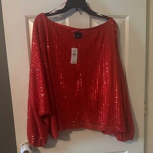 Daytrip Radiant Red Sequin Blouse
